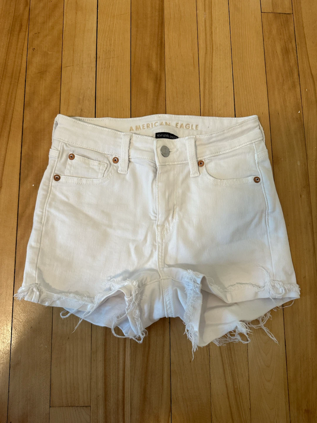 American Eagle High-Rise White Jean Shorts