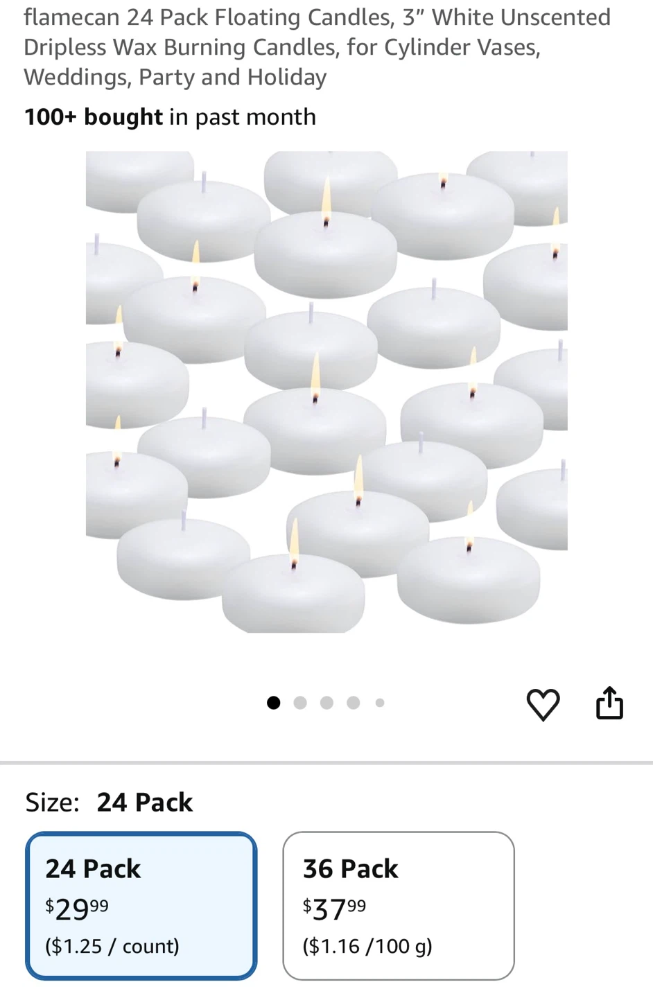 Decorative floating 3-inch candles