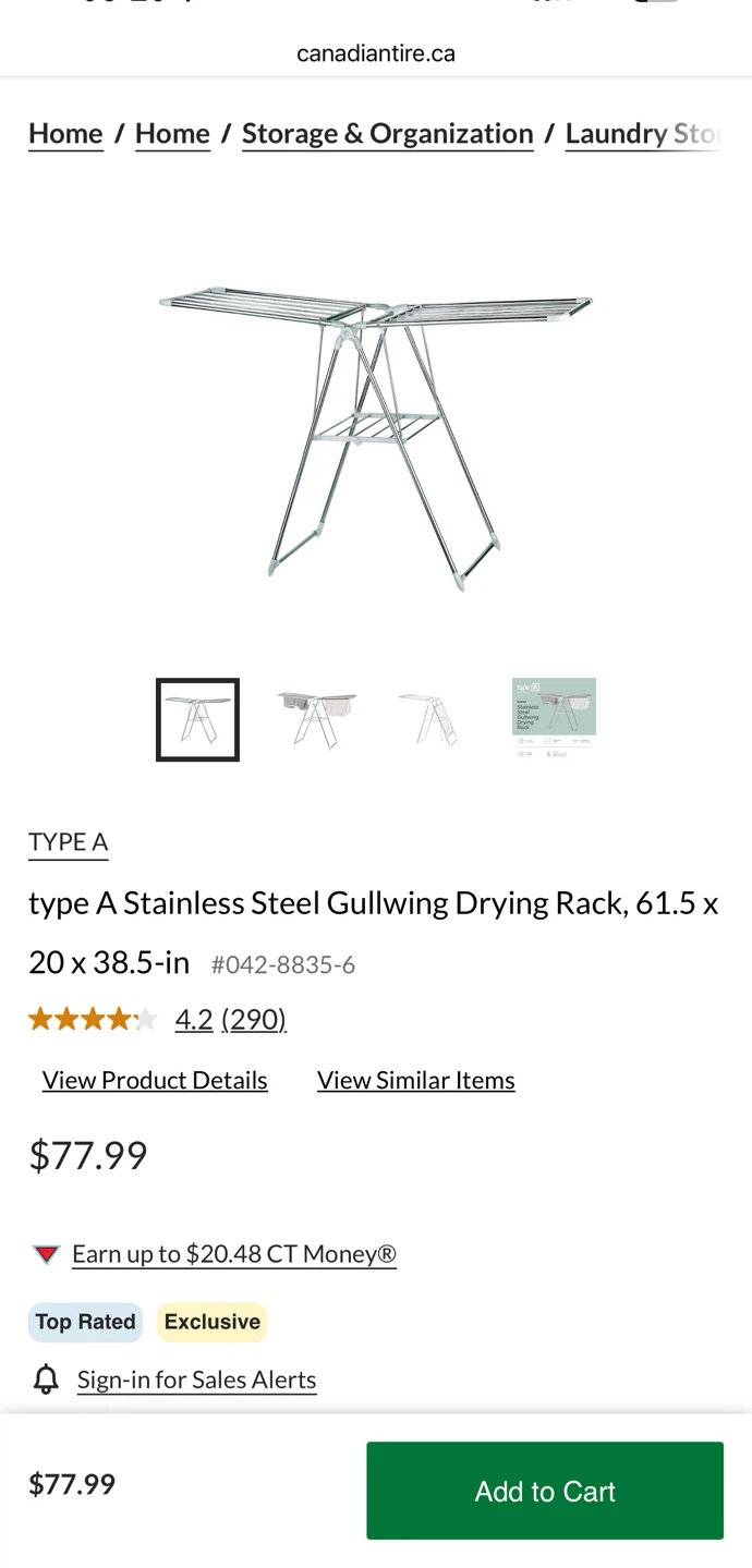 type A Stainless Steel Gullwing Drying Rack