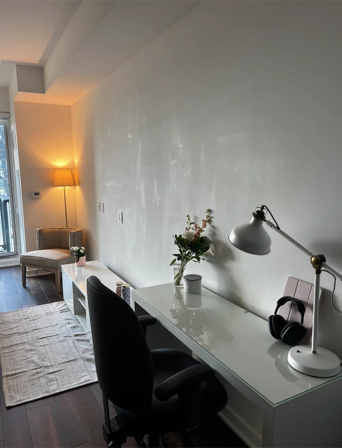 White Gloss Desk with Glass Top
