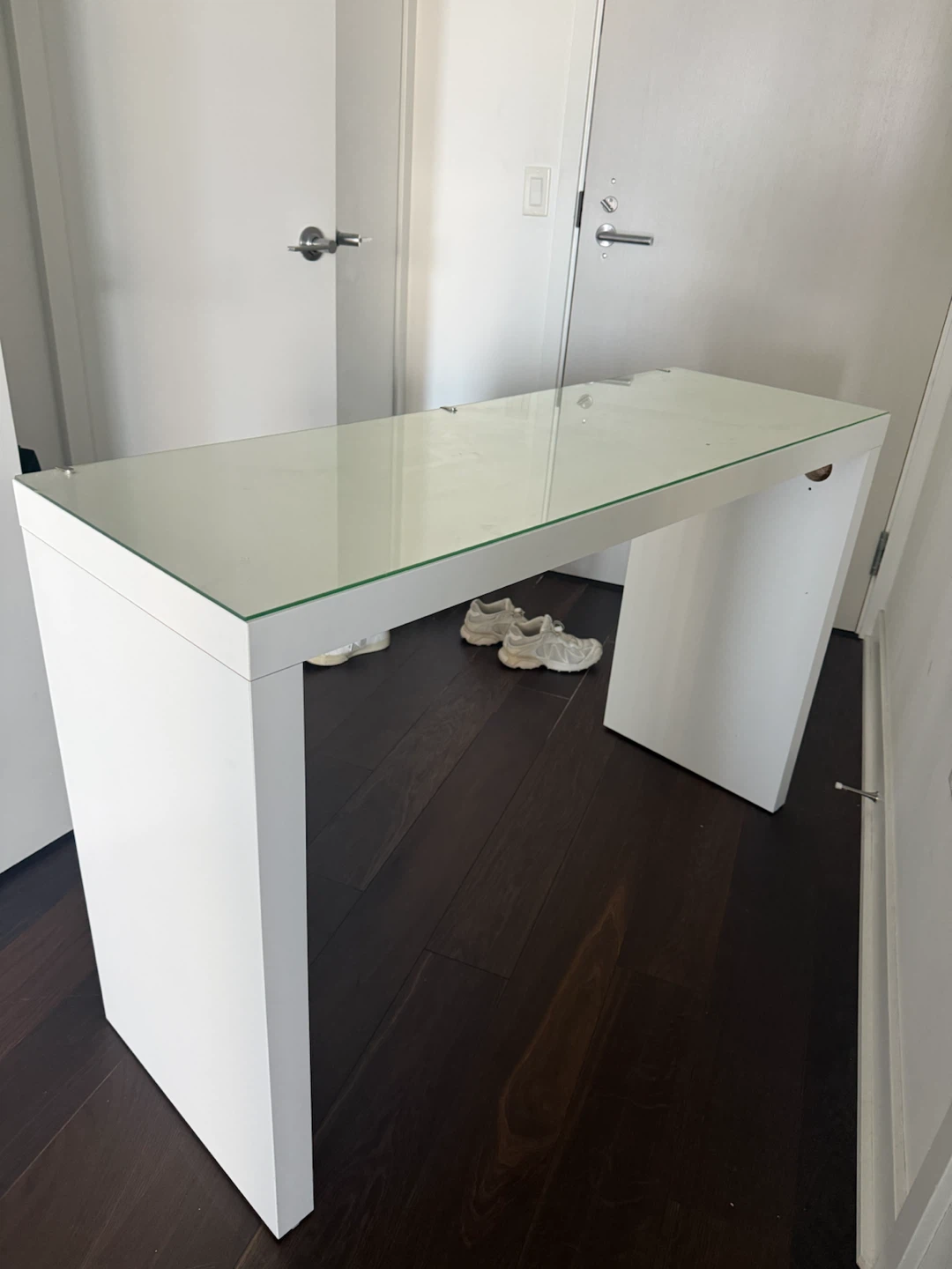 White Gloss Desk with Glass Top - photo 2