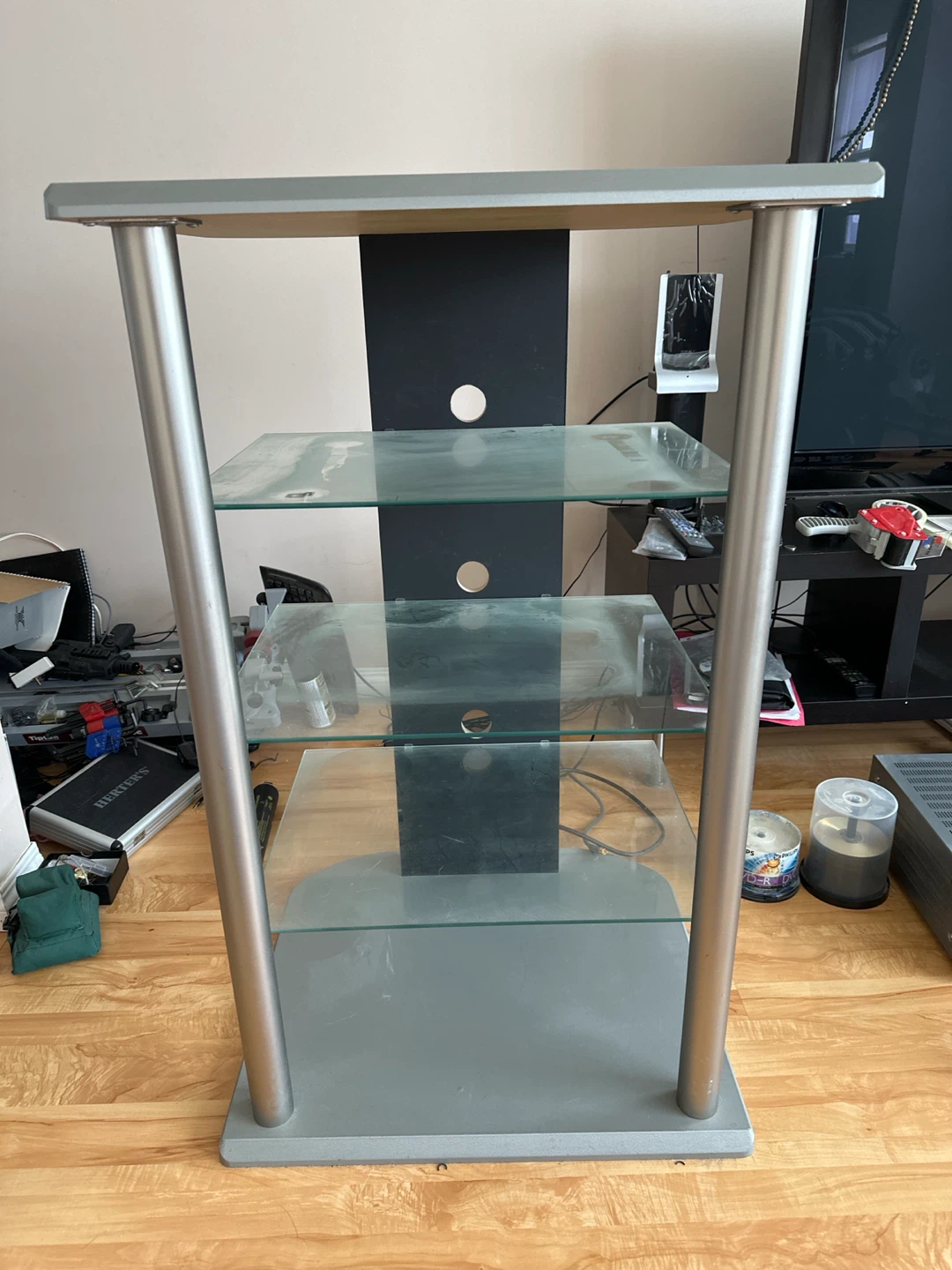 Glass and Metal Media Stand