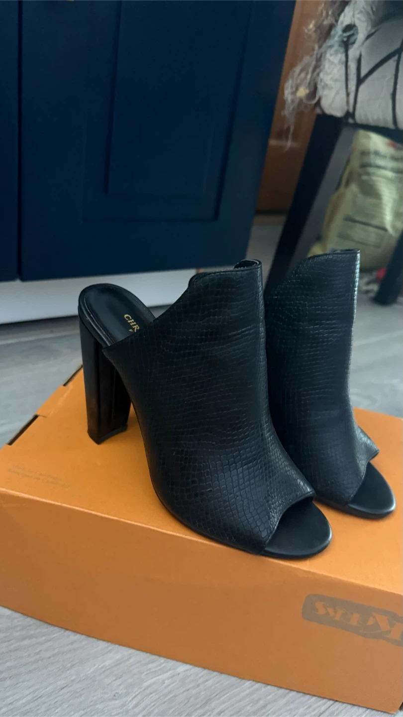 Christian Siriano Black Heeled Mules size 7  check more pictures - photo 3