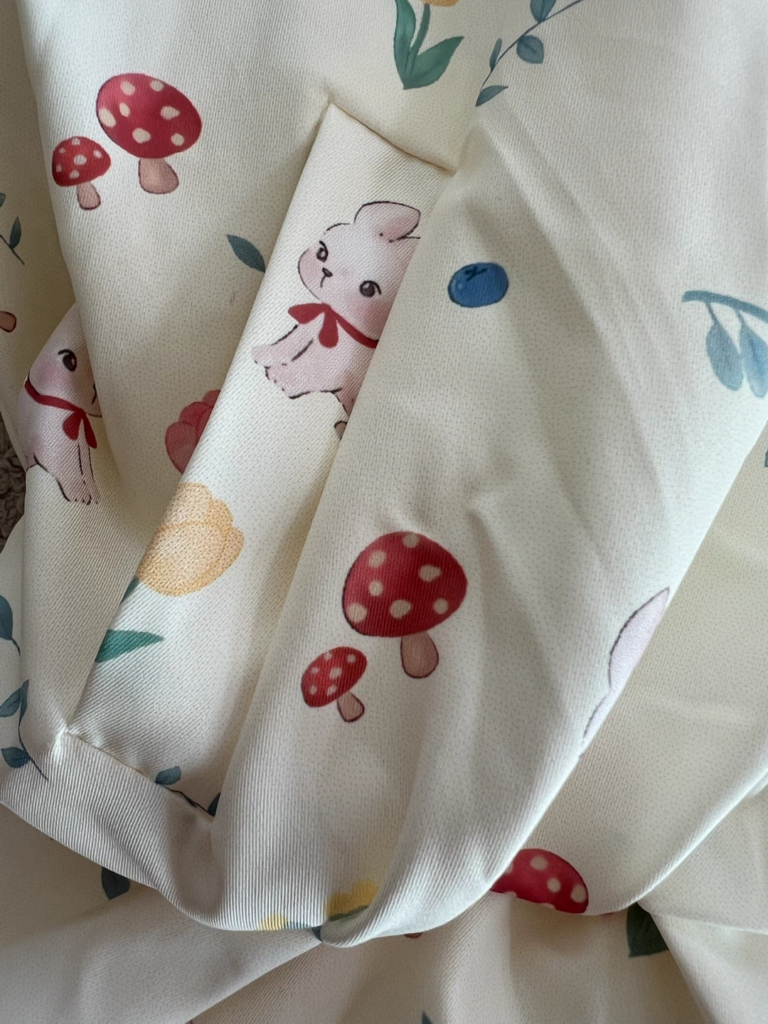 Kids Bunny & Mushroom Print Hooded Jacket - photo 2