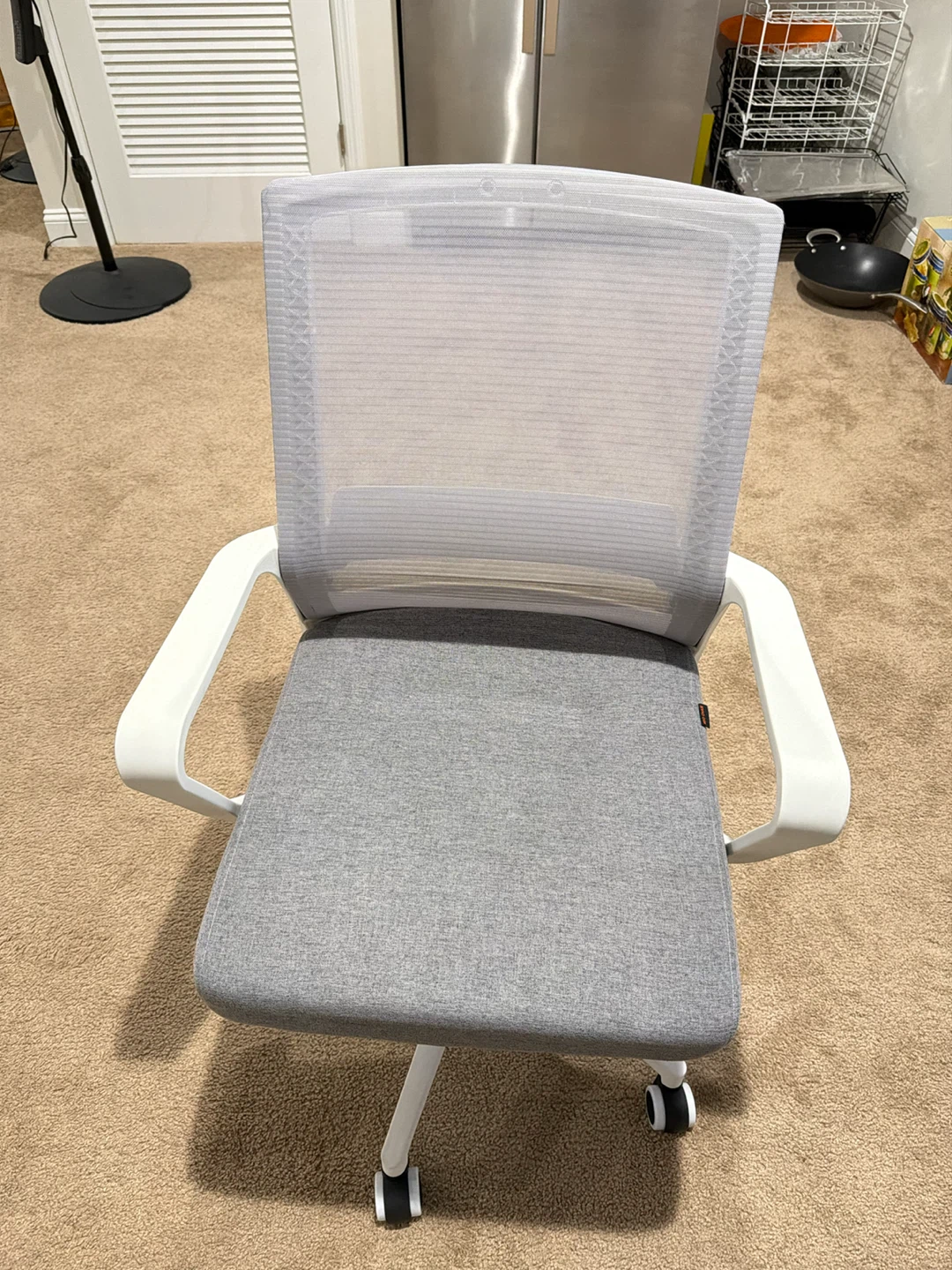 Gray Mesh Office Chair with White Arms