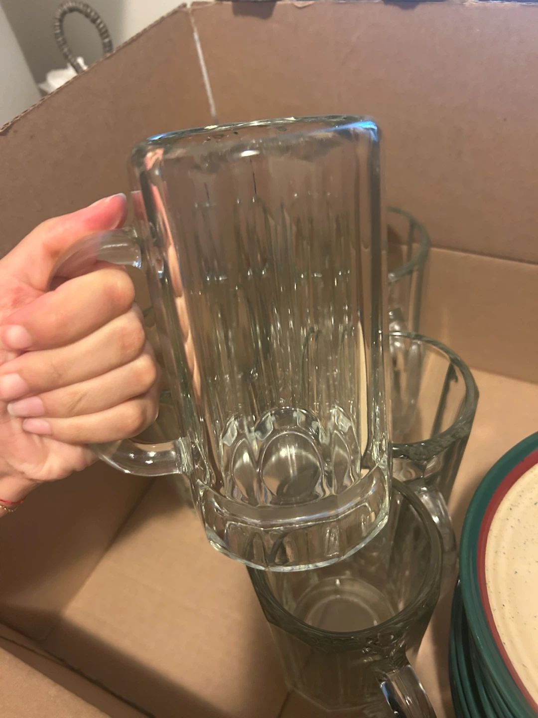 Set of 6 Clear Glass Beer Mugs