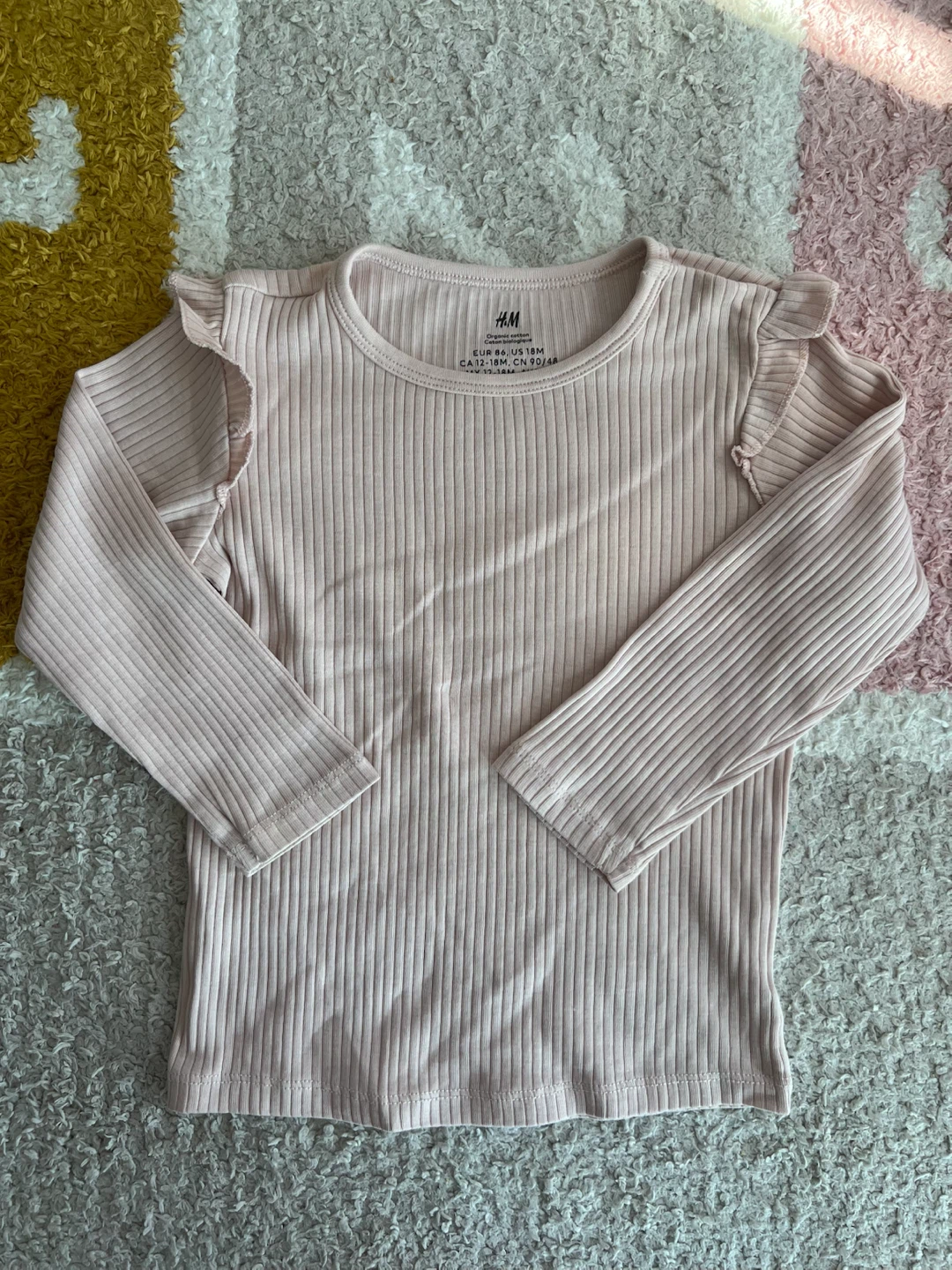 H&M Ribbed Long Sleeve Top - Light Pink - 18 Months