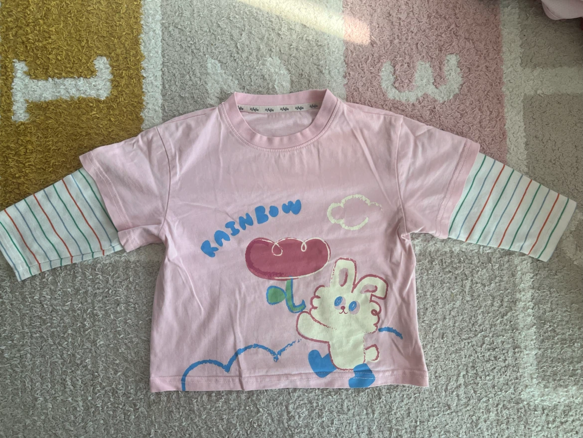 Pink Rainbow Bunny Long Sleeve T-Shirt
