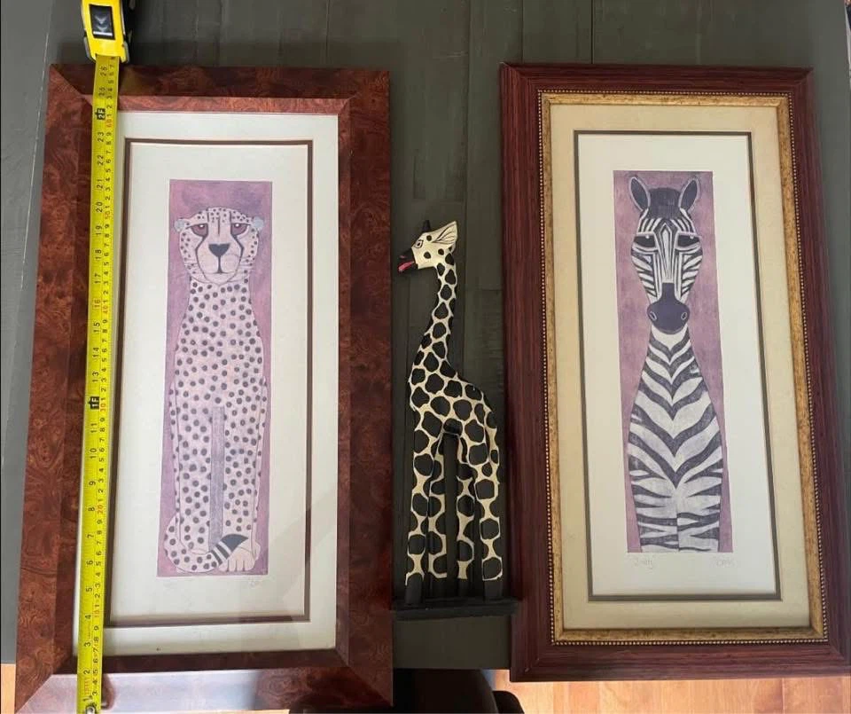 Framed Cheetah and Zebra Art Prints
