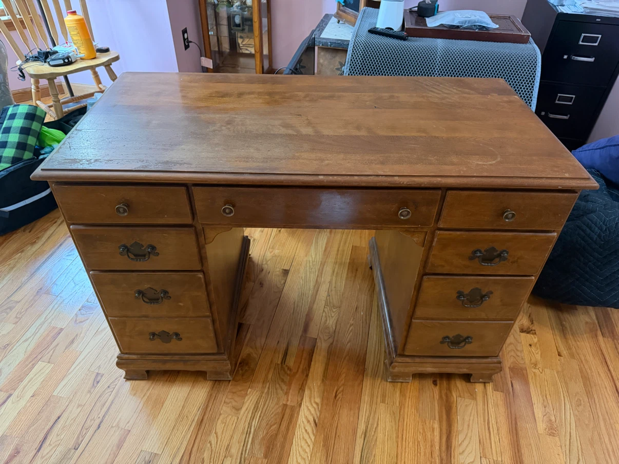 Vintage Wooden Desk with Drawers