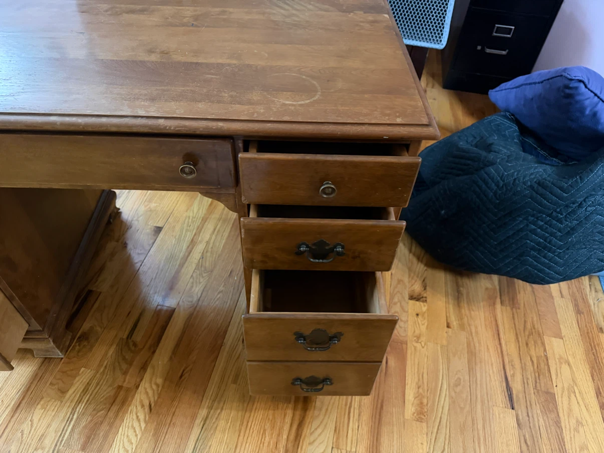 Vintage Wooden Desk with Drawers - photo 4