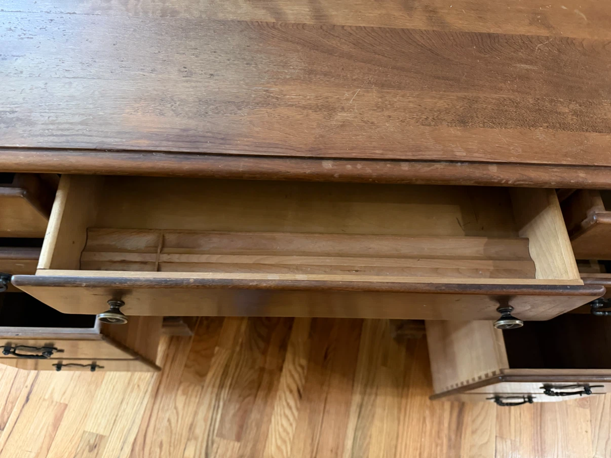 Vintage Wooden Desk with Drawers - photo 5