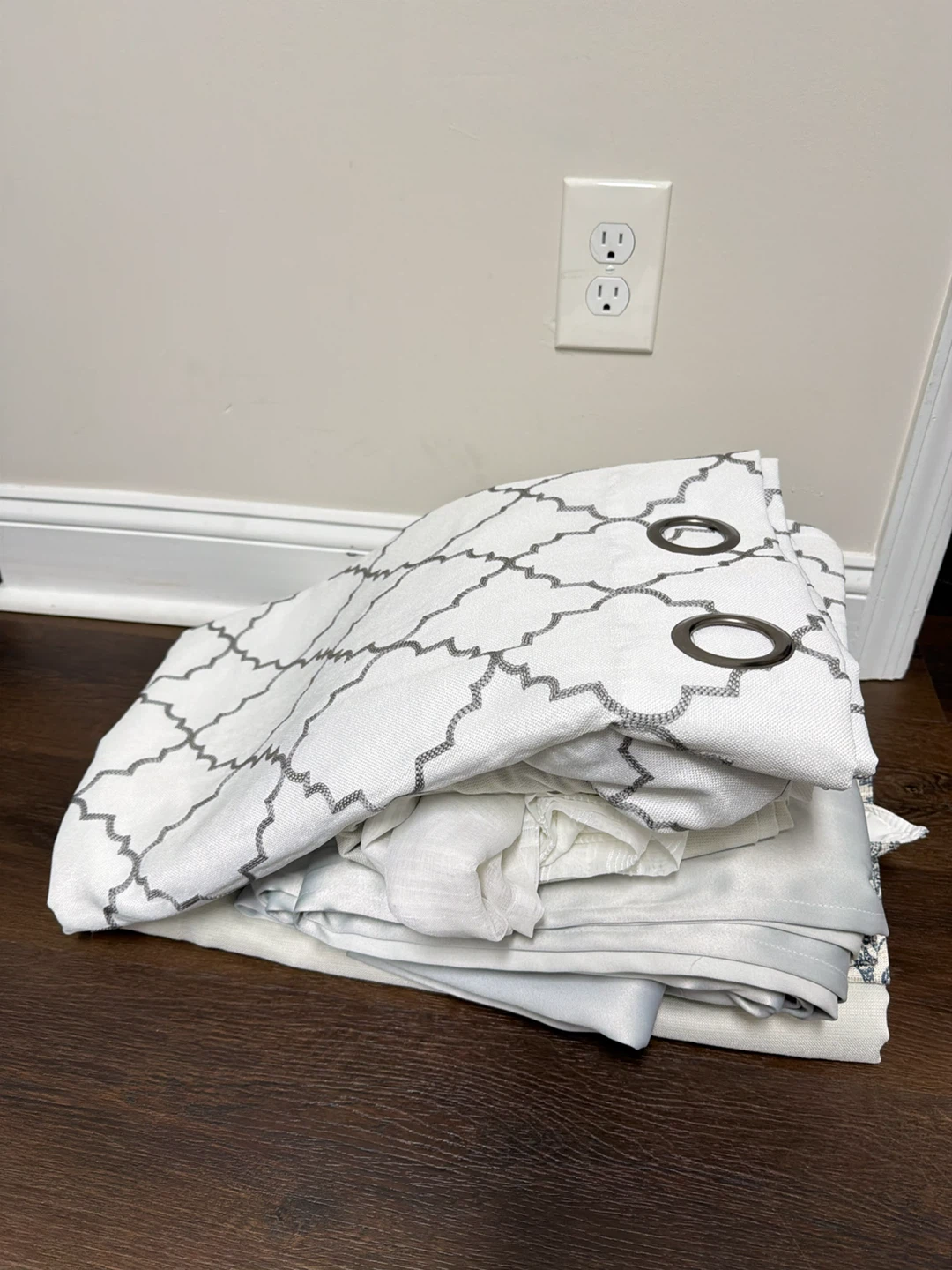 White and Gray Patterned Curtains