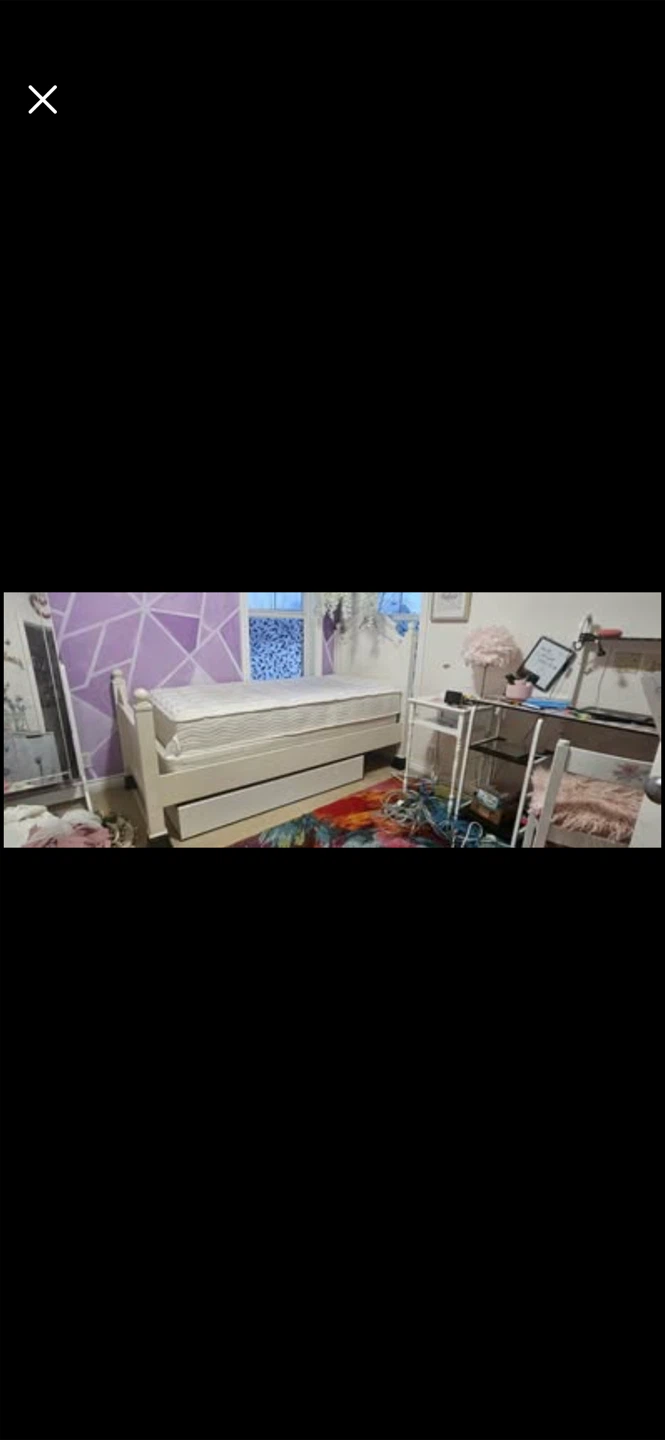 White Wooden Bed Frame with Drawer - photo 2