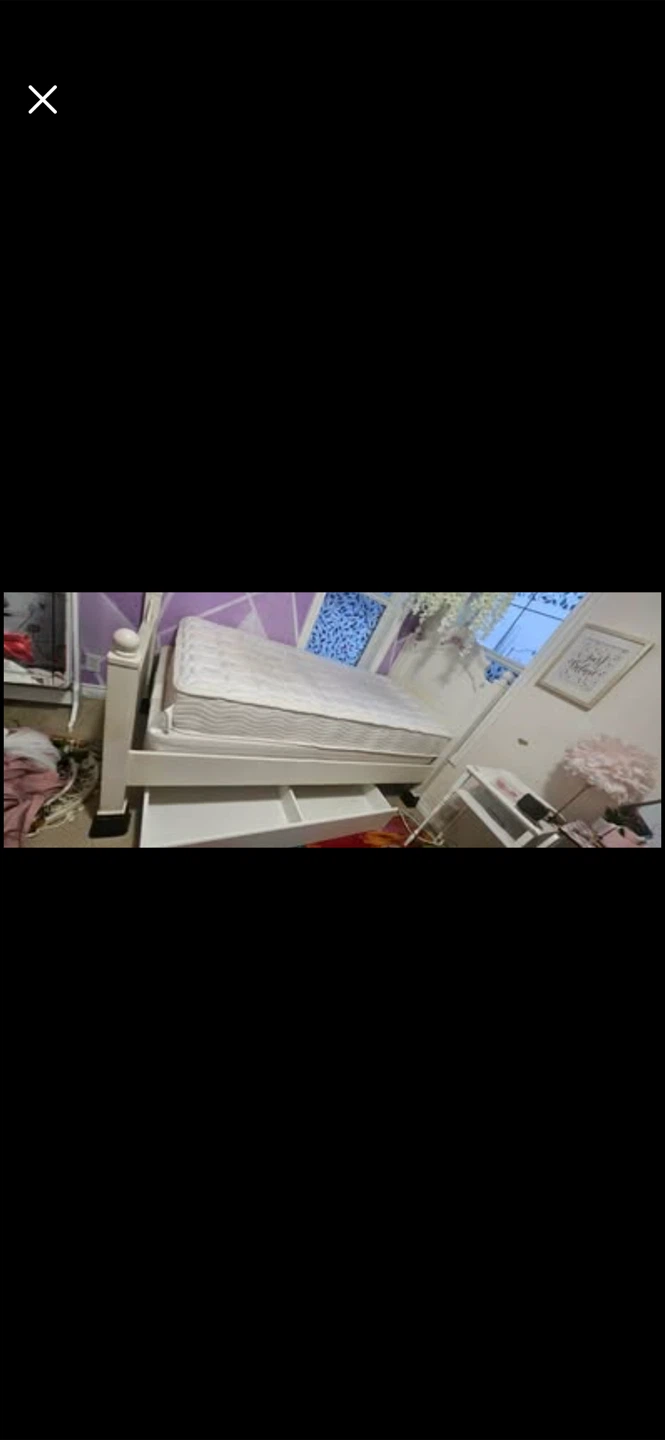 White Wooden Bed Frame with Drawer - photo 3
