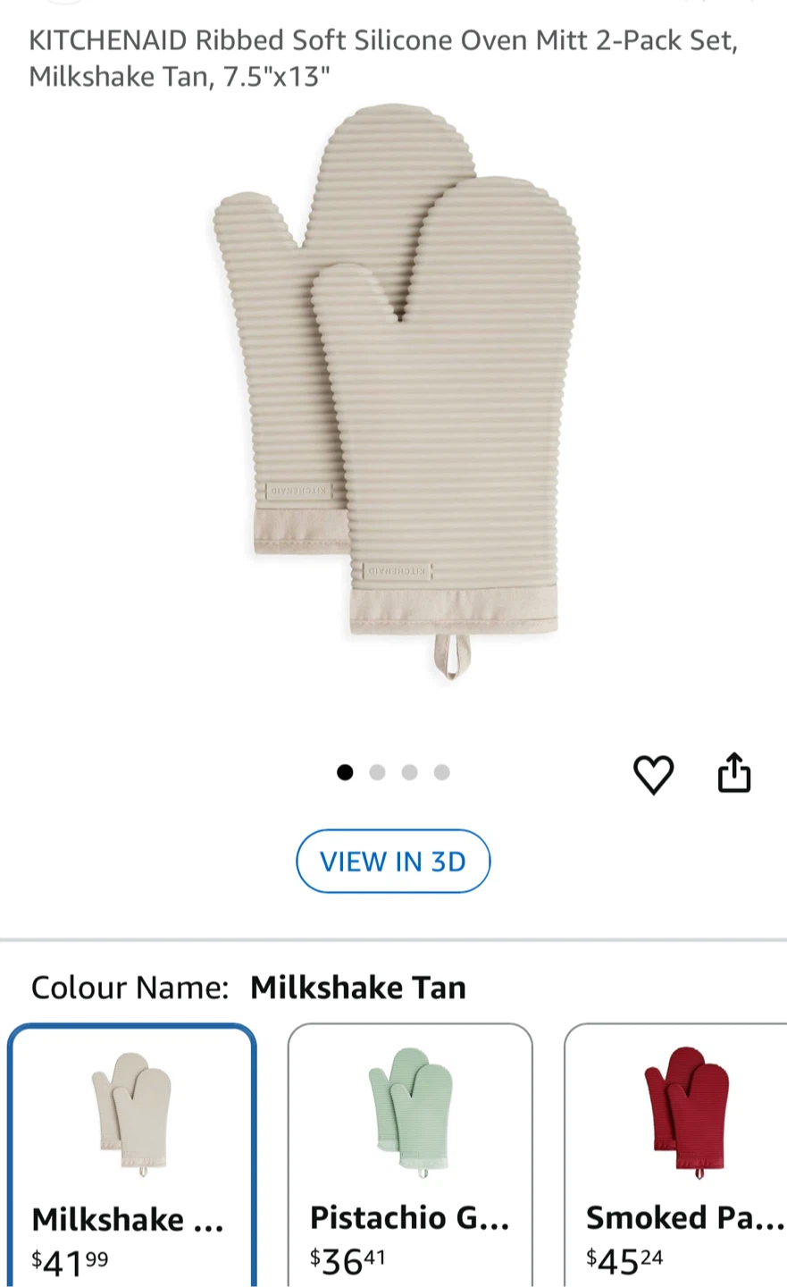 KITCHENAID Ribbed Soft Silicone Oven Mitt 2-Pack Set - photo 2