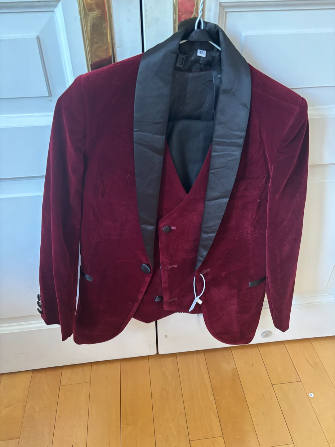 Kid’s Burgundy Velvet Tuxedo Suit