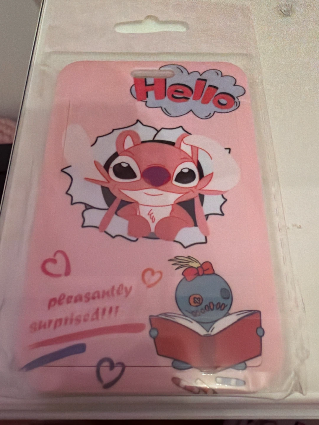 Pink Hello Stitch ID Card Holder