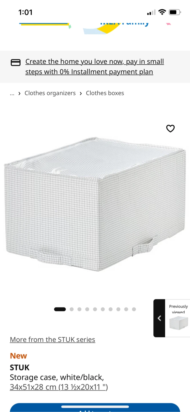 IKEA STUK Storage Case White/Black 34x51x28 cm
