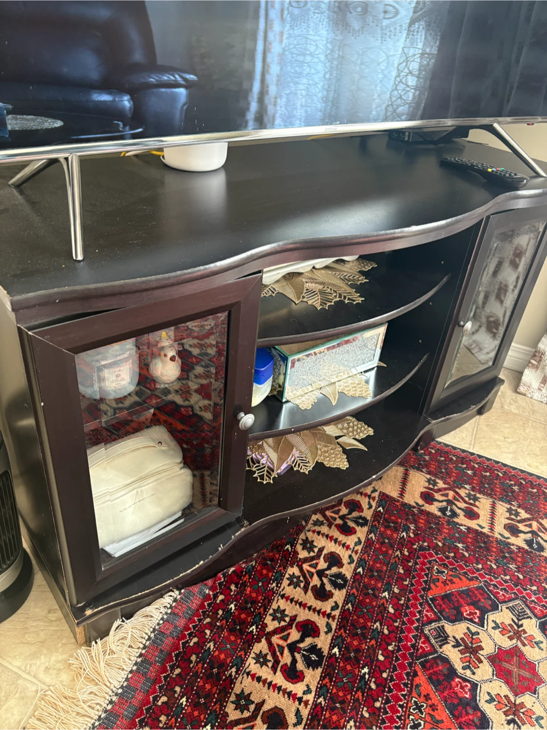 TV Stand with Glass Doors