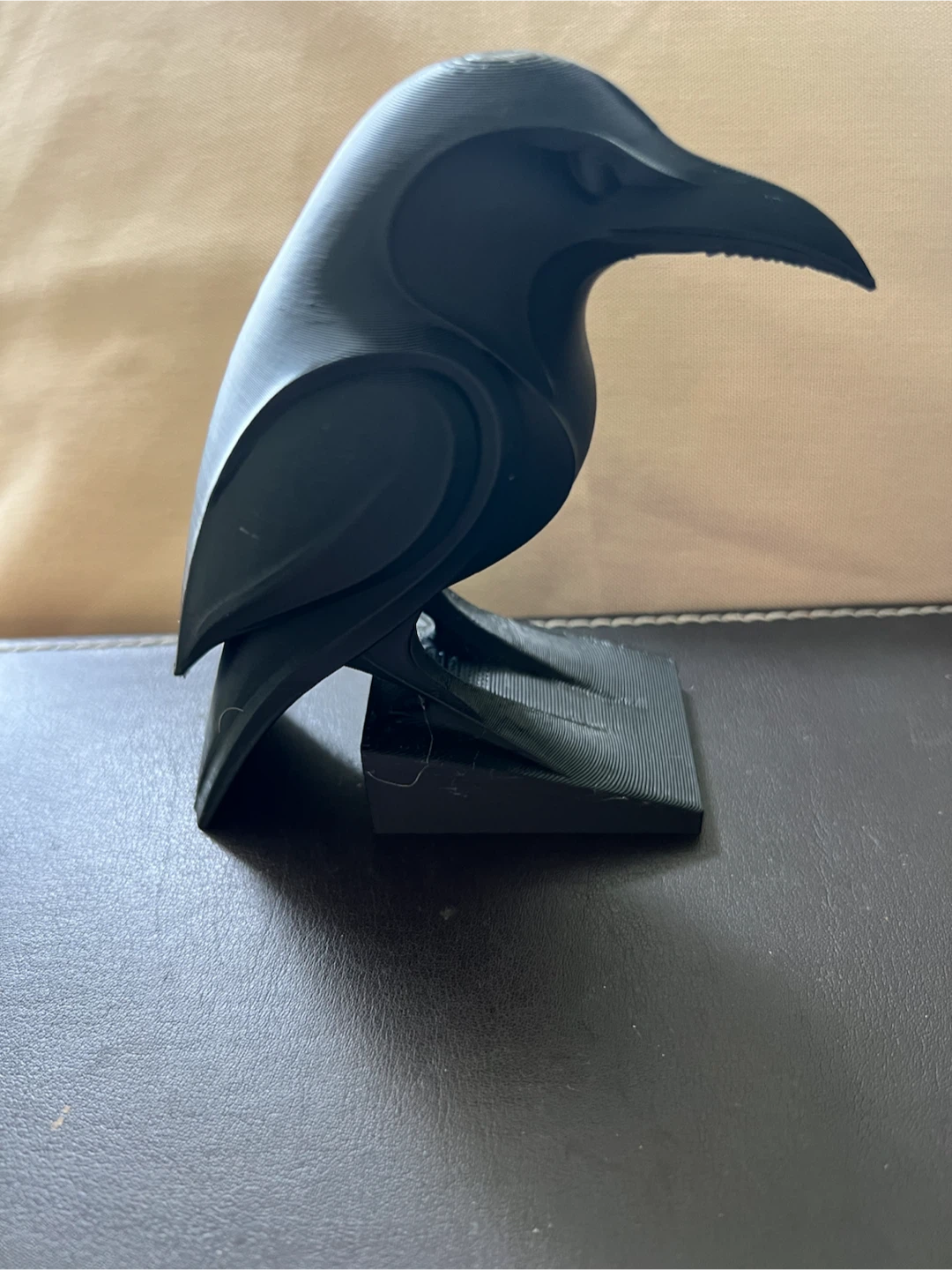 Black 3D Printed Raven Figurine