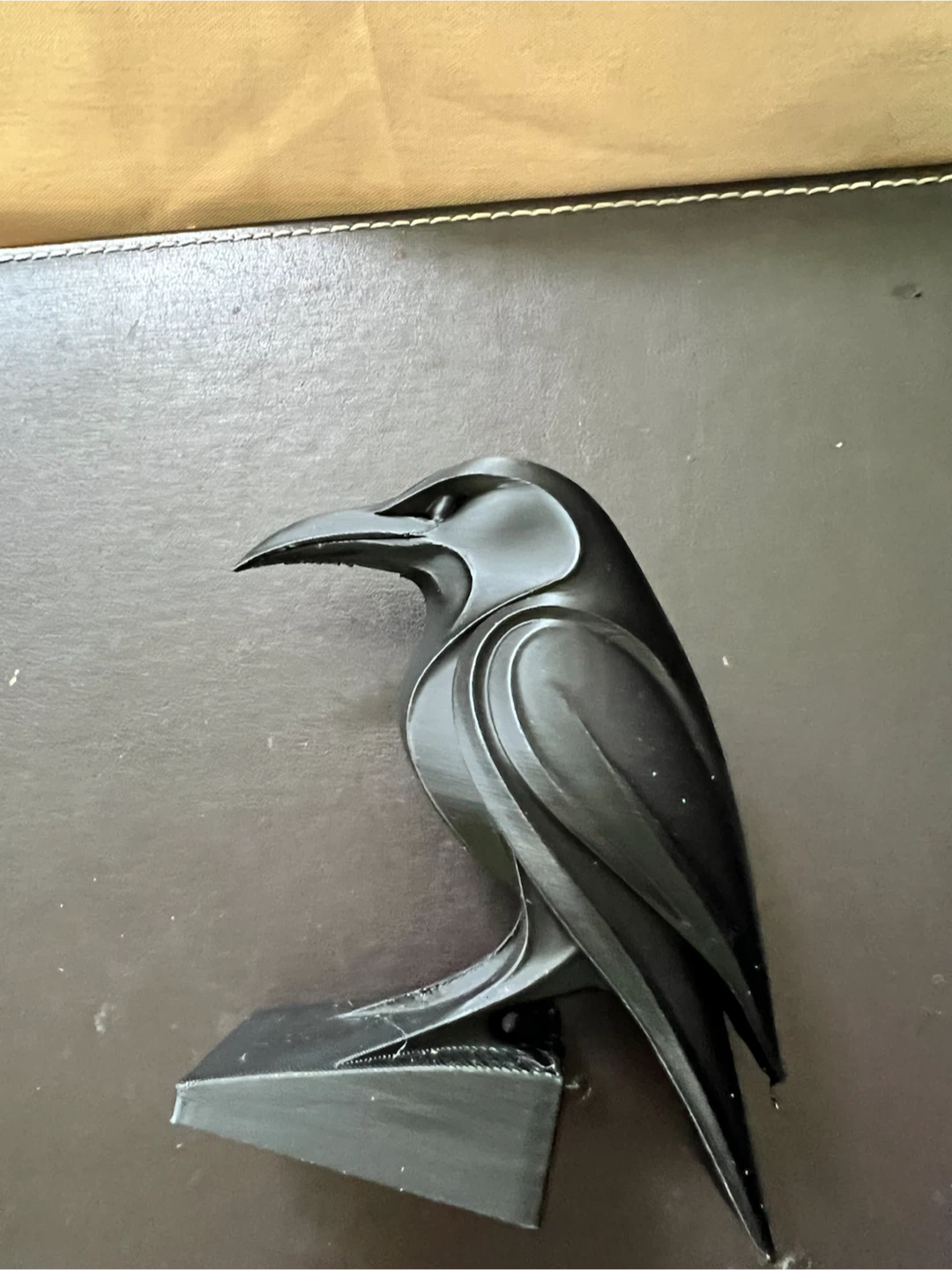 Black 3D Printed Raven Figurine - photo 4