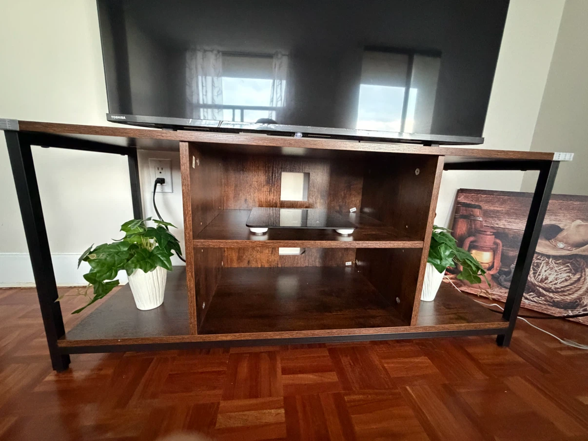 Rustic Brown TV Stand with Storage - photo 2