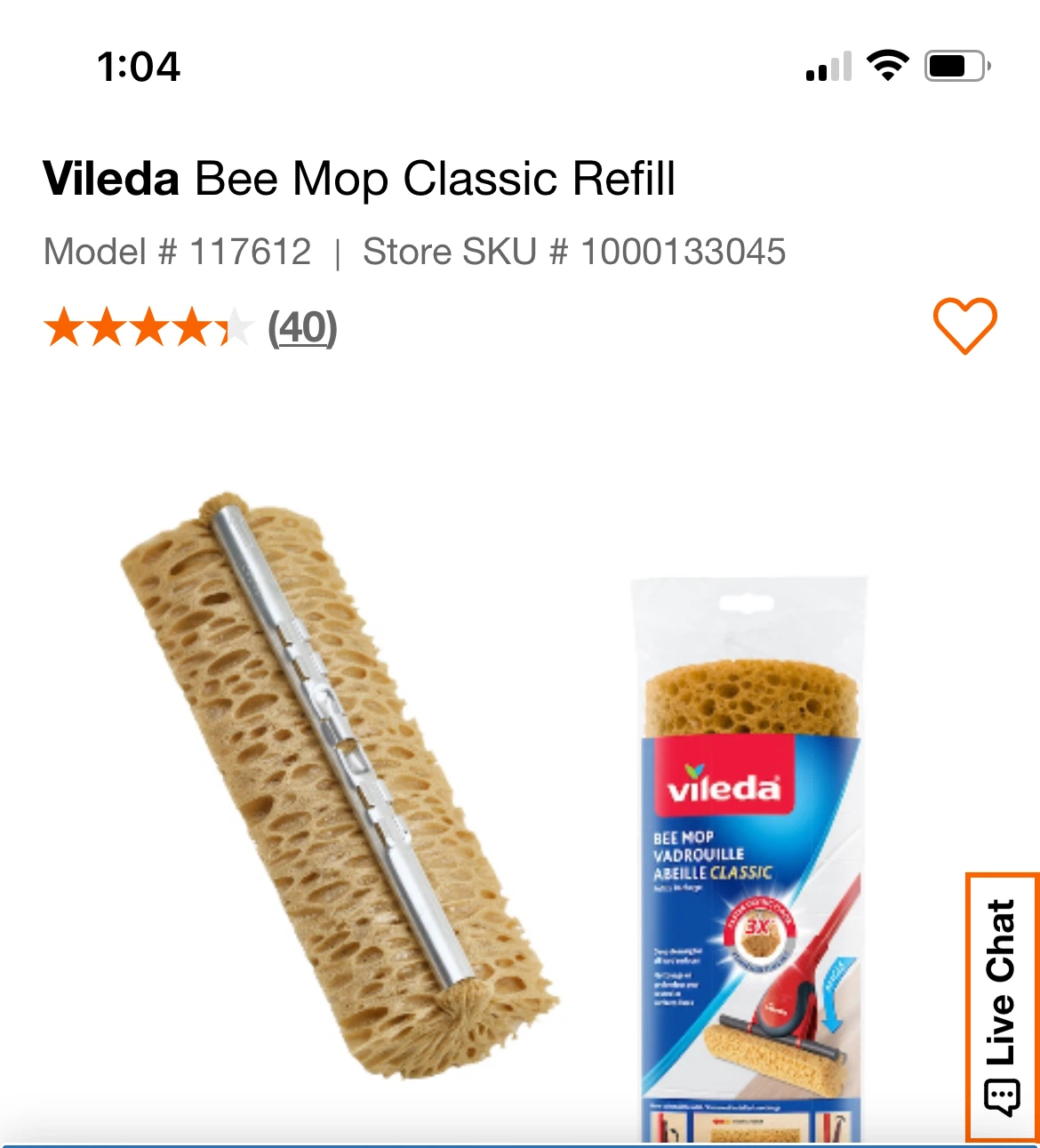 Vileda Bee Mop Classic Refill