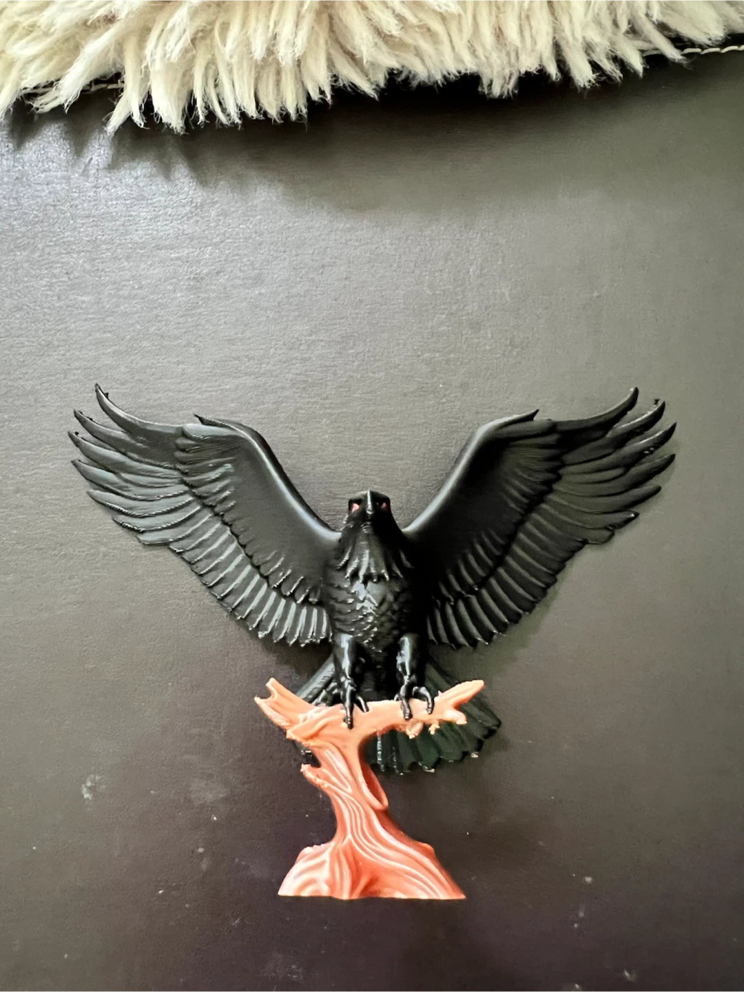 Black crow Figurine with Red Eyes