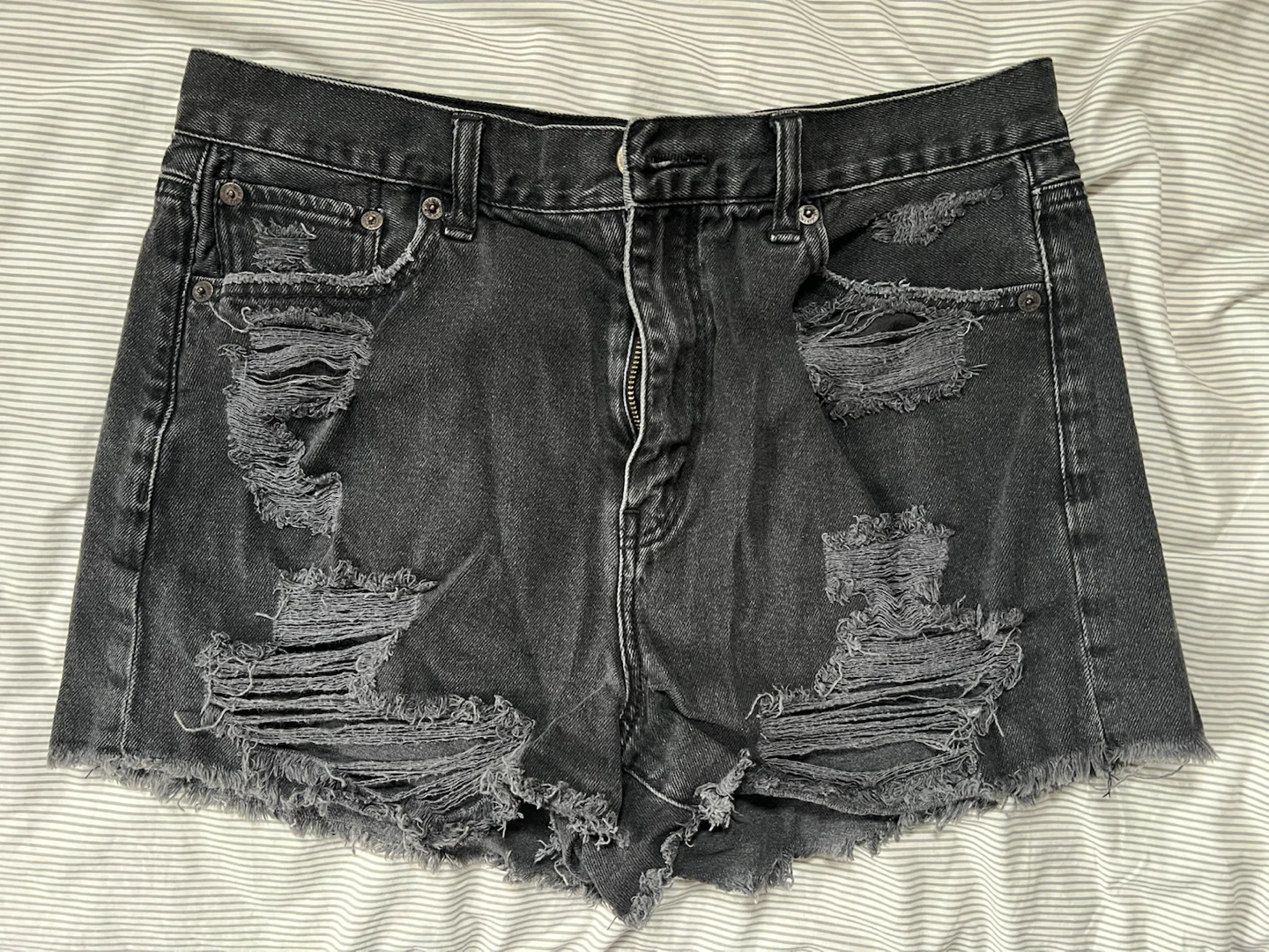 American Eagle Outfitters Black Ripped Denim Shorts