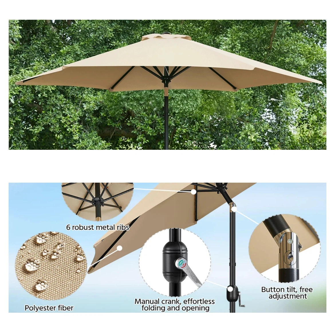 9’ Tan Market Umbrella - photo 3