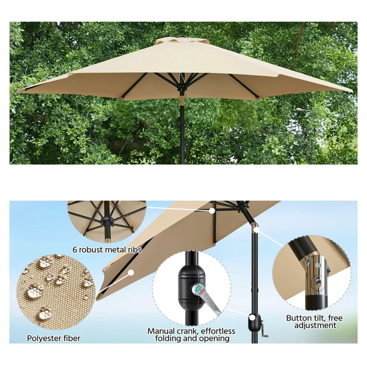 9’ Tan Market Umbrella - photo 3