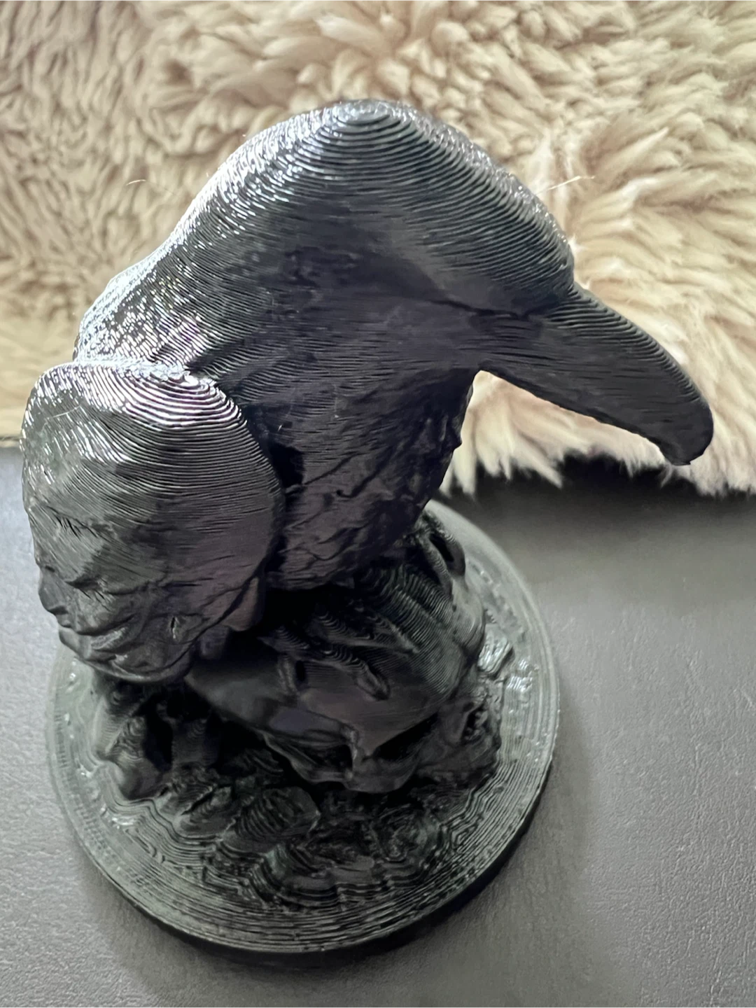 Black Eagle on Skull Figurine