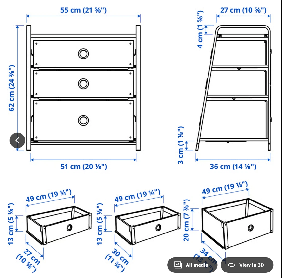 IKEA Lote 3-drawer unit - photo 4