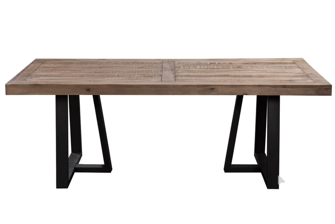 Farmhouse Wood Dining Table with Black Metal Legs