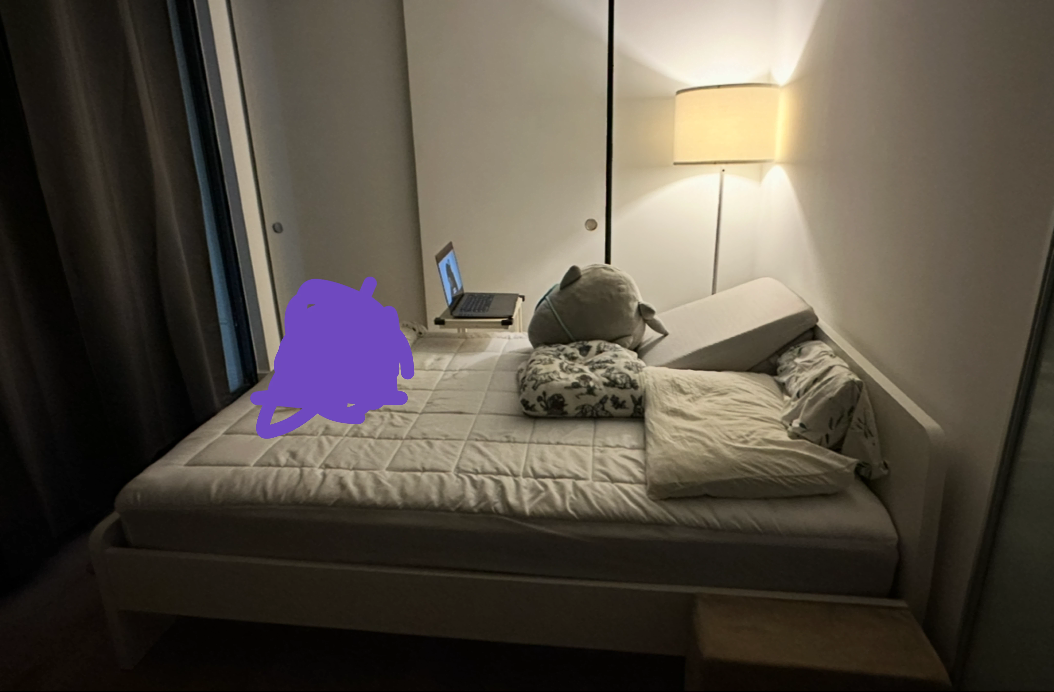 White IKEA MALM Full/Double Bed Frame with Slats and mattress