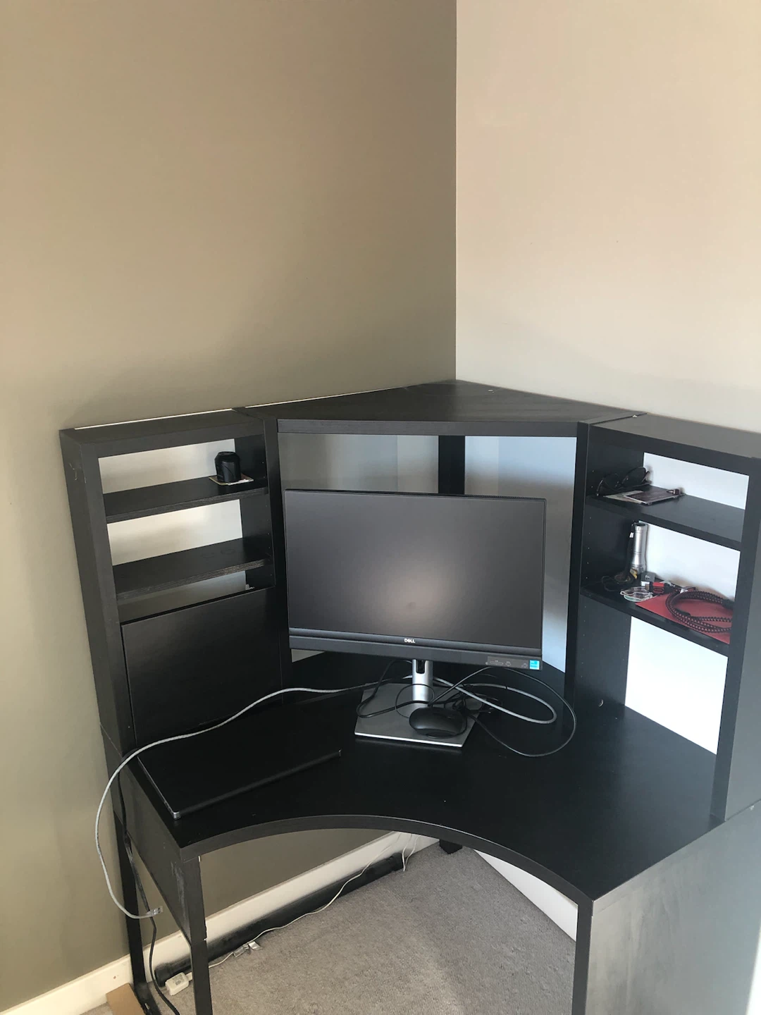 Black Corner Desk with Shelving