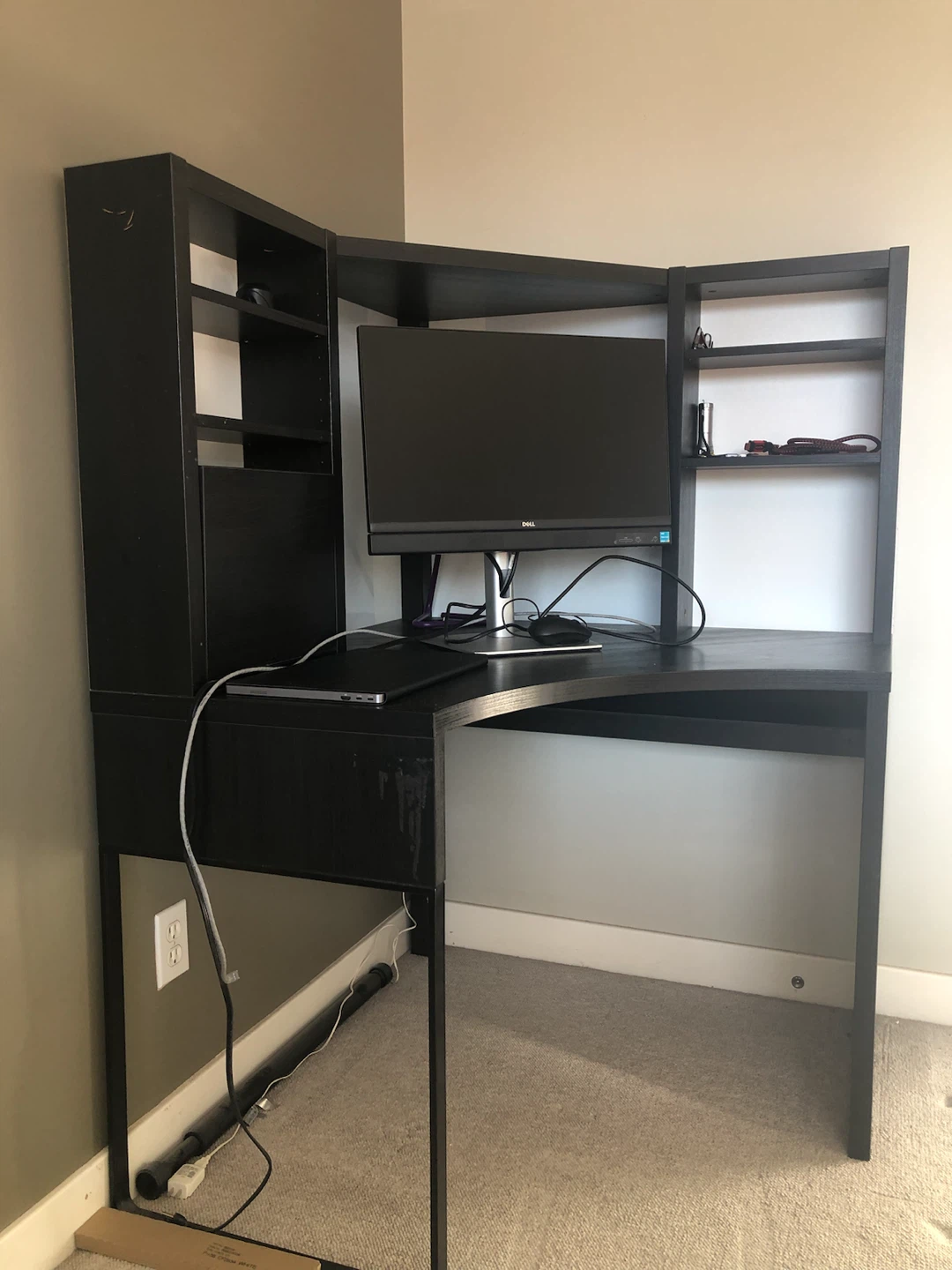 Black Corner Desk with Shelving - photo 2