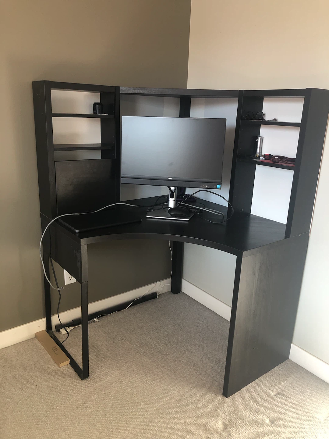 Black Corner Desk with Shelving - photo 4