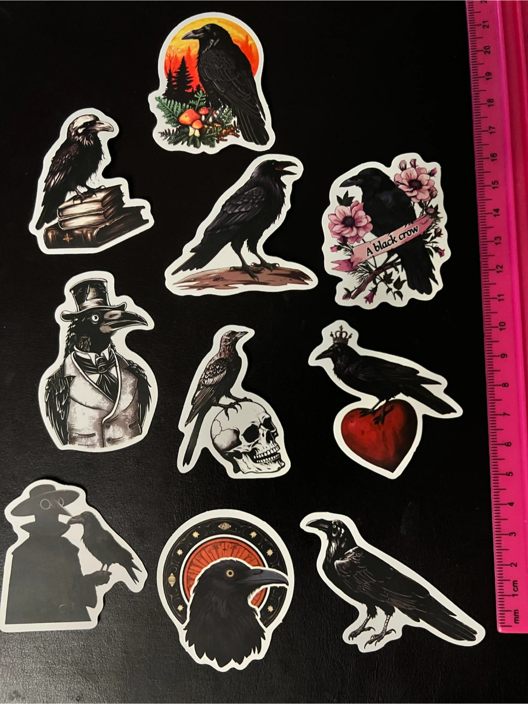 Set of 9 Raven and Crow Themed Stickers