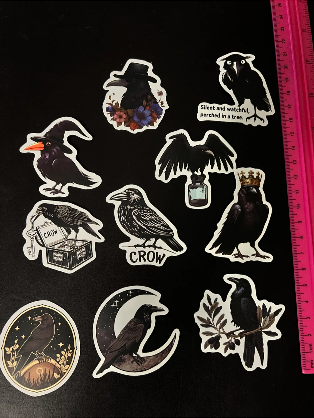 Set of 9 Raven and Crow Themed Stickers - photo 2