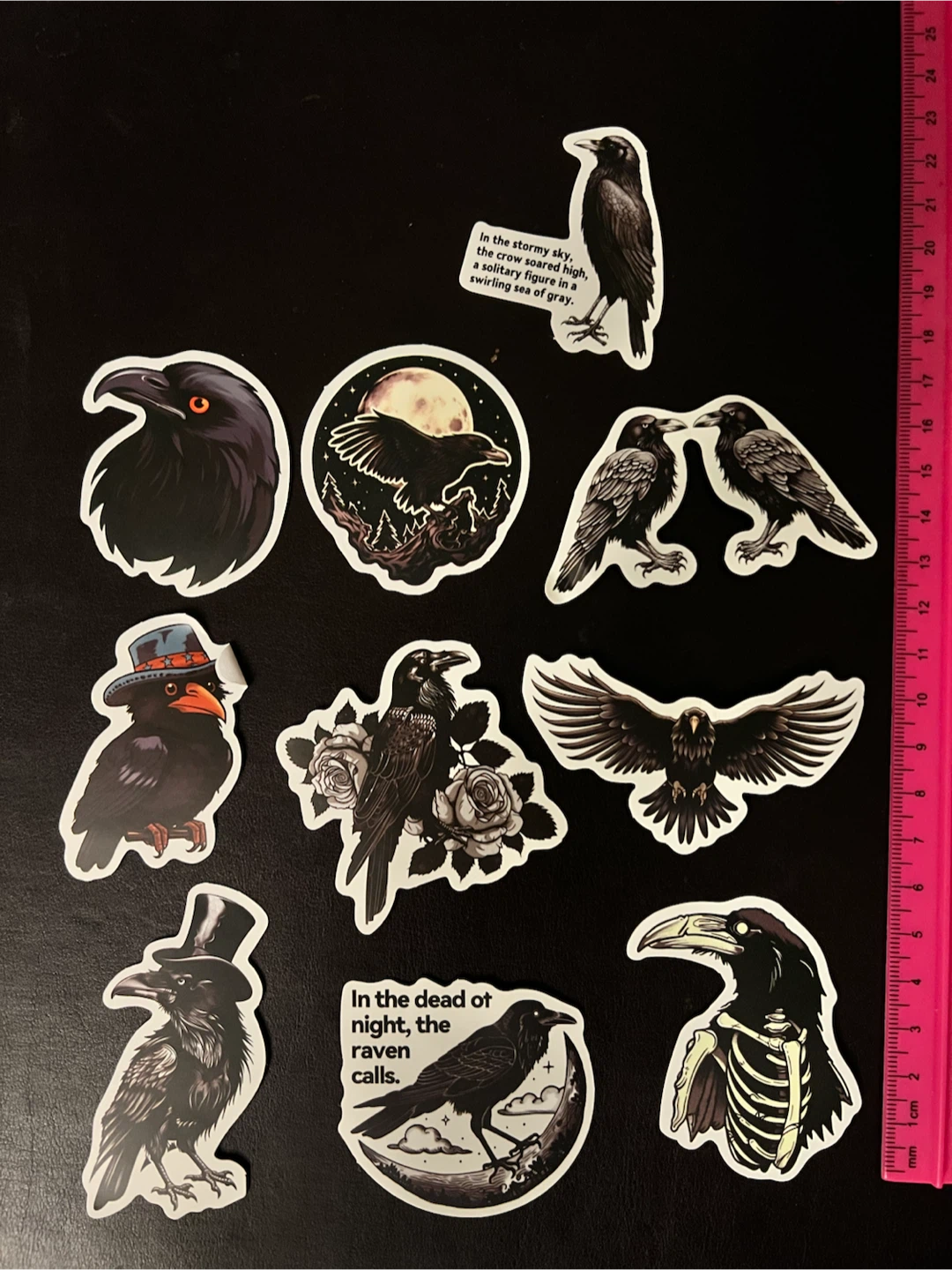 Set of 9 Raven and Crow Themed Stickers - photo 3