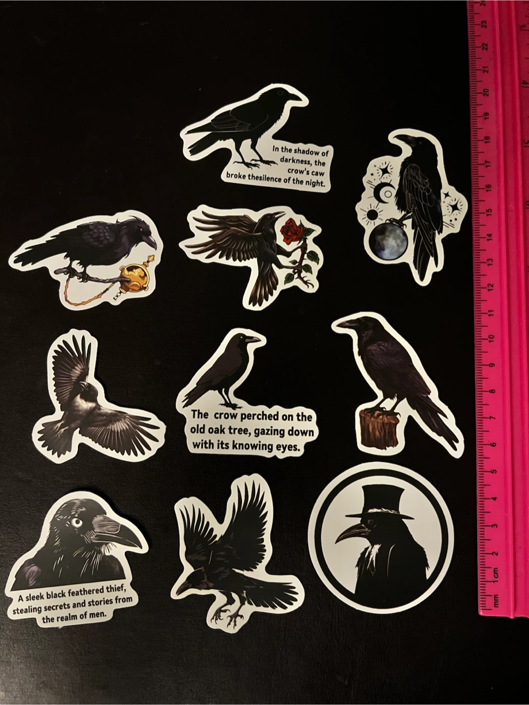 Set of 9 Raven and Crow Themed Stickers - photo 4