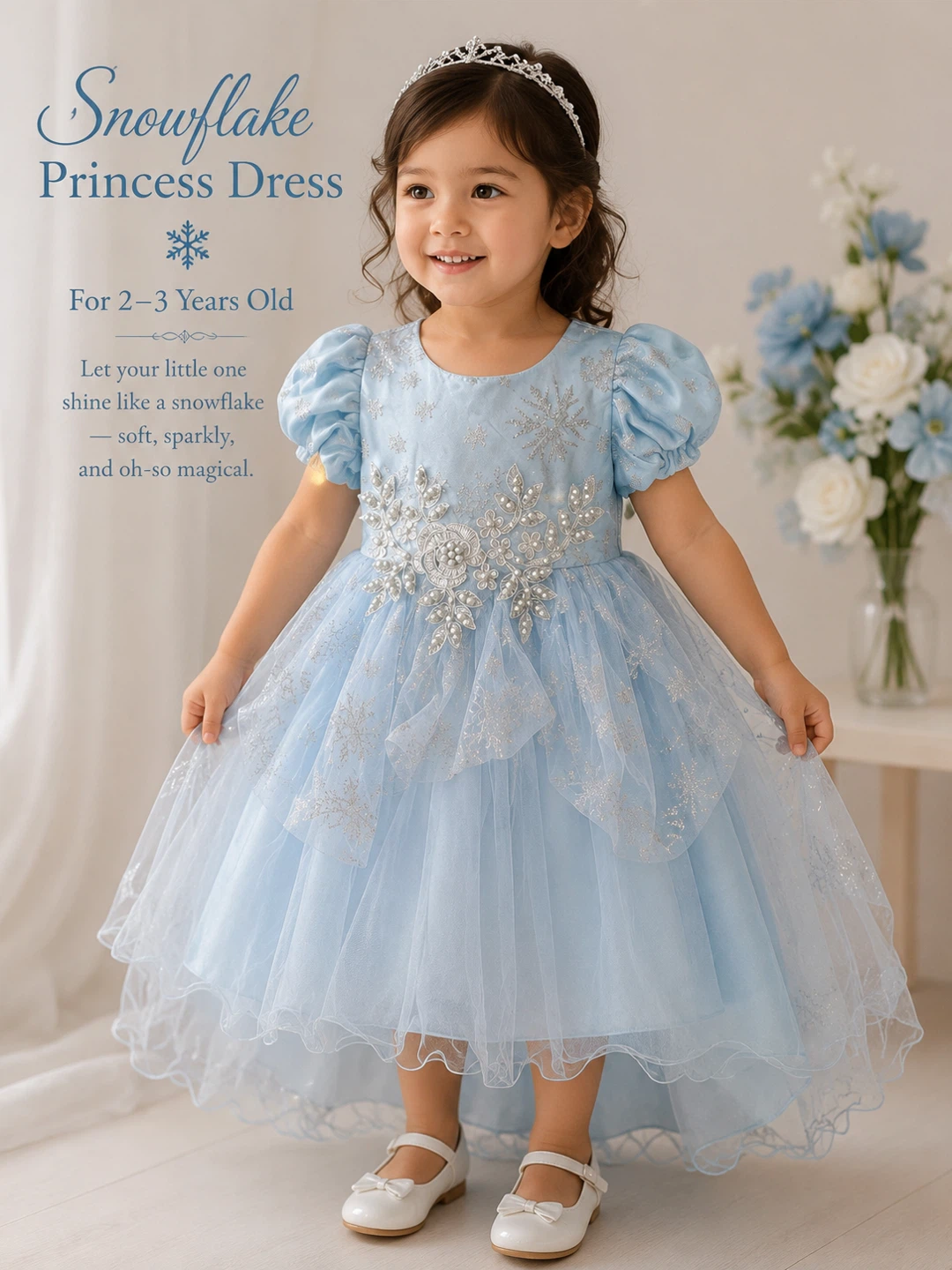 Light Blue Snowflake Princess Dress