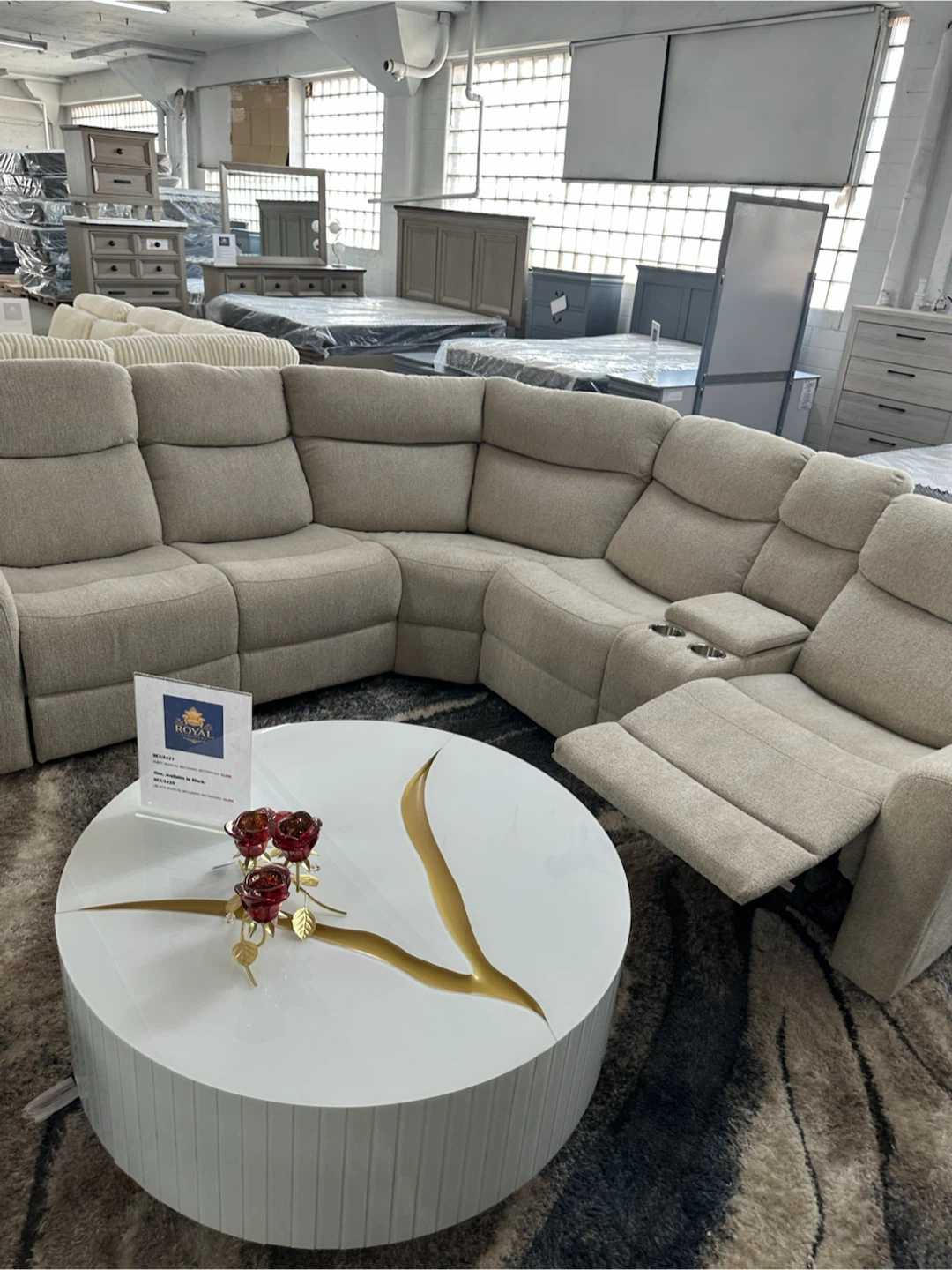 Royal Furniture Sectional Recliner Sofa with Cup Holders