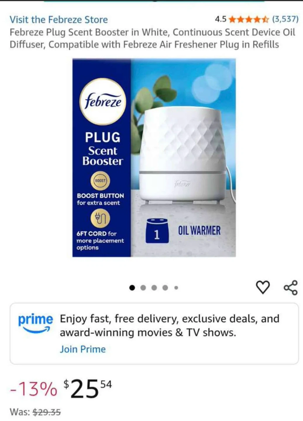 Febreze Plug Scent Booster Oil Warmer White - photo 2