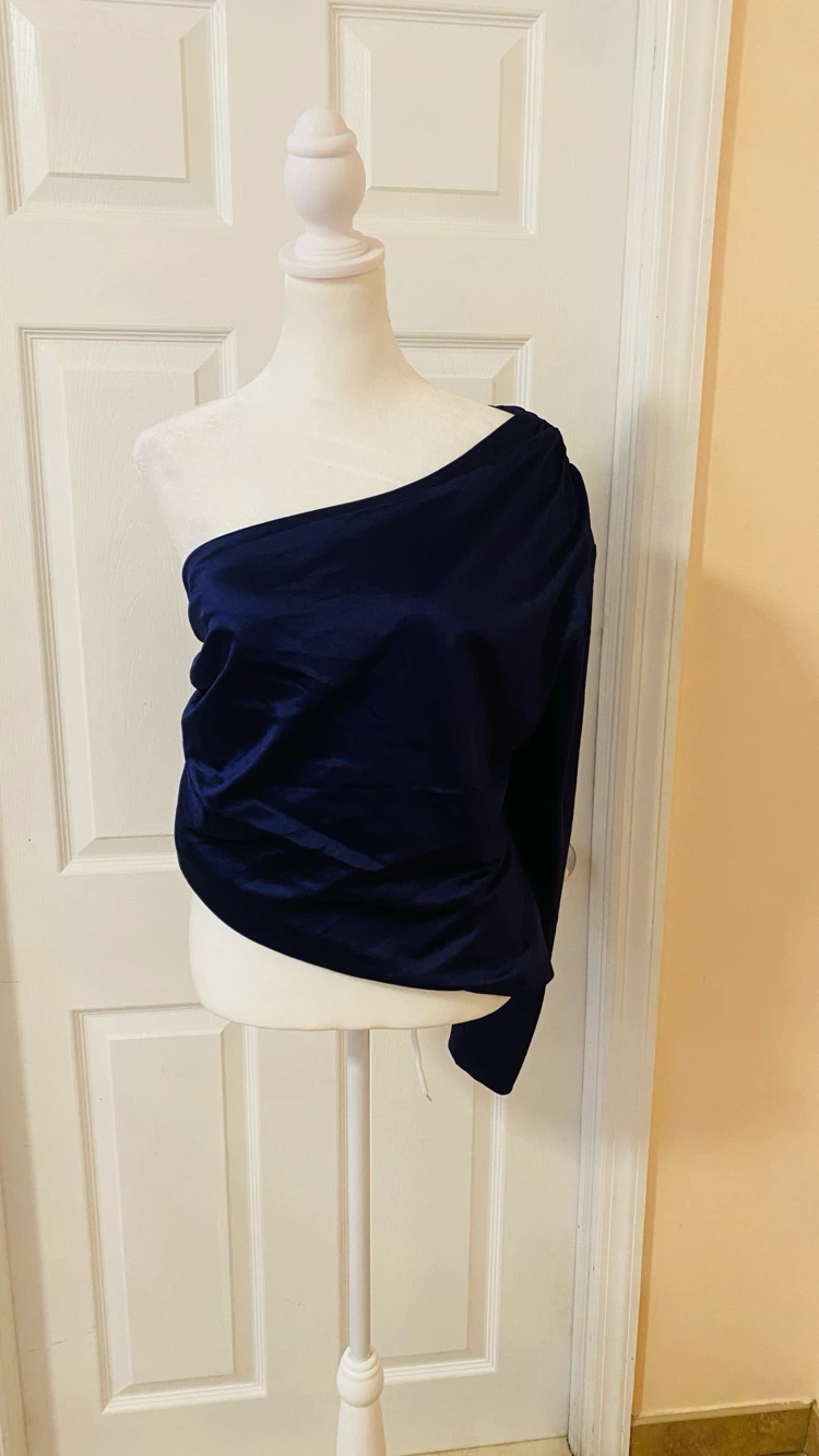 Express deep purple asymmetrical top with ruching detail - photo 3