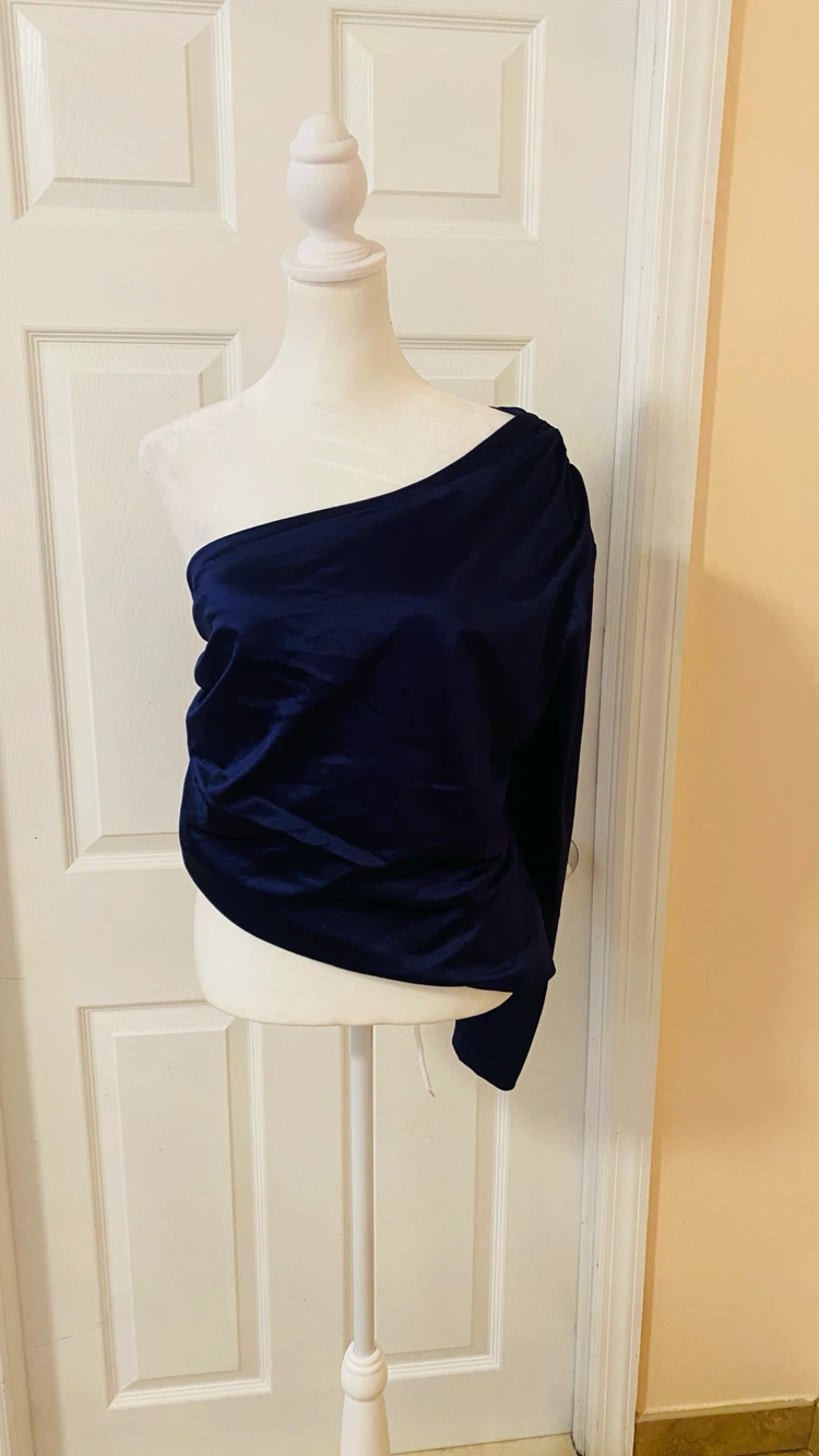 Express deep purple asymmetrical top with ruching detail - photo 4