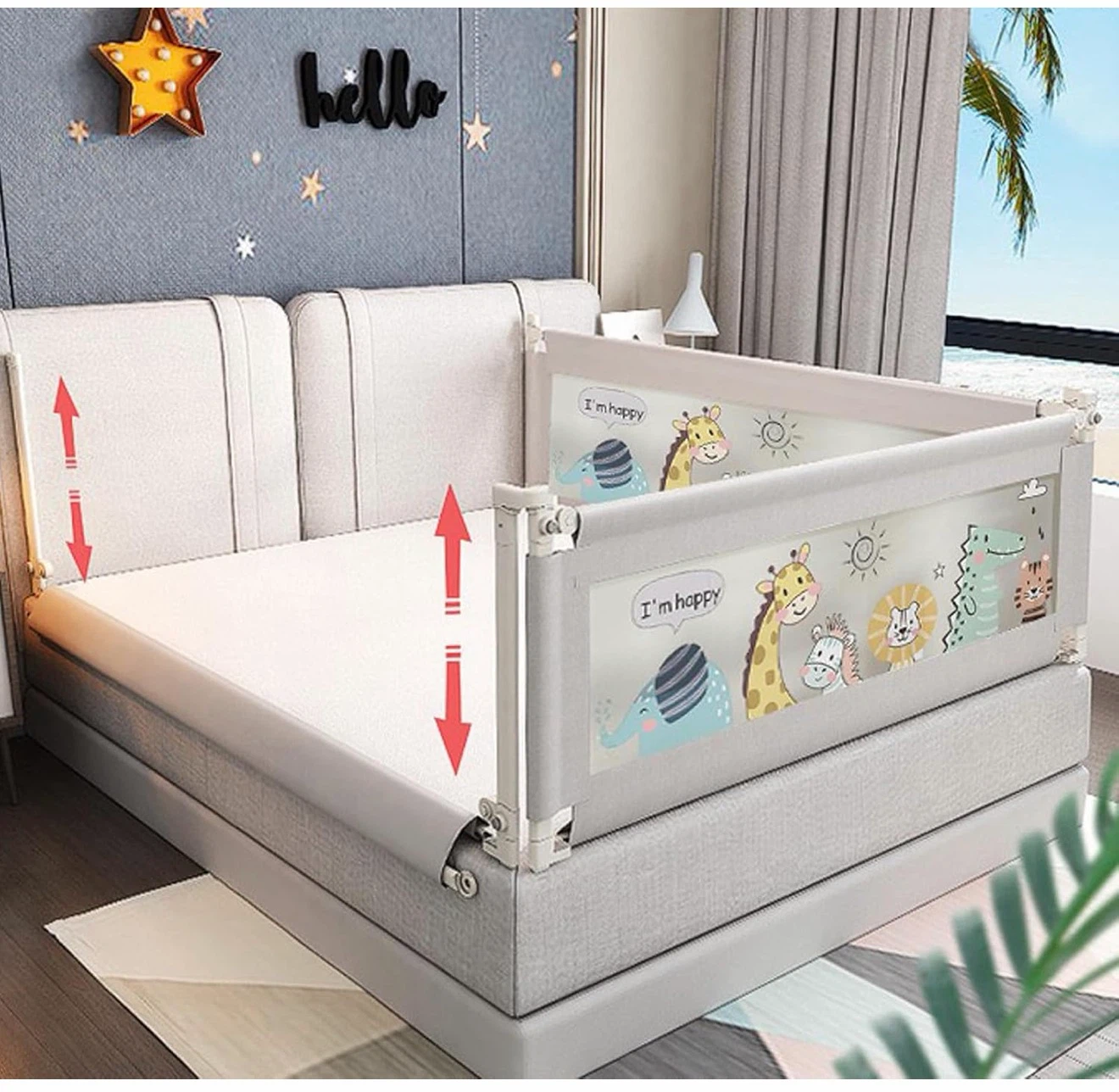 Baby Bed Rail Guard with Cute Animal Prints - photo 3