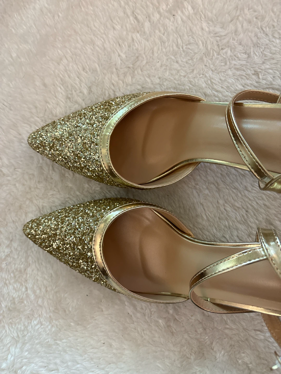 Brand new Gold Glitter Heels with Ankle Strap - photo 2